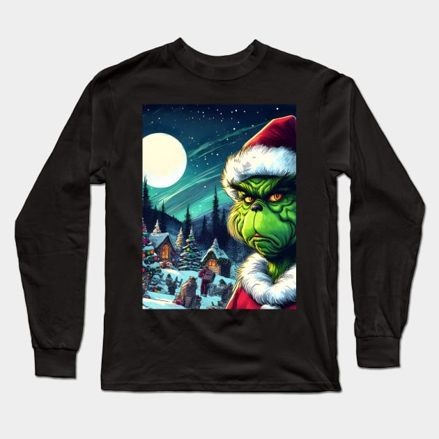 Whimsical Holidays: Grinch-Inspired Artwork and Festive Delights Long Sleeve T-Shirt by insaneLEDP